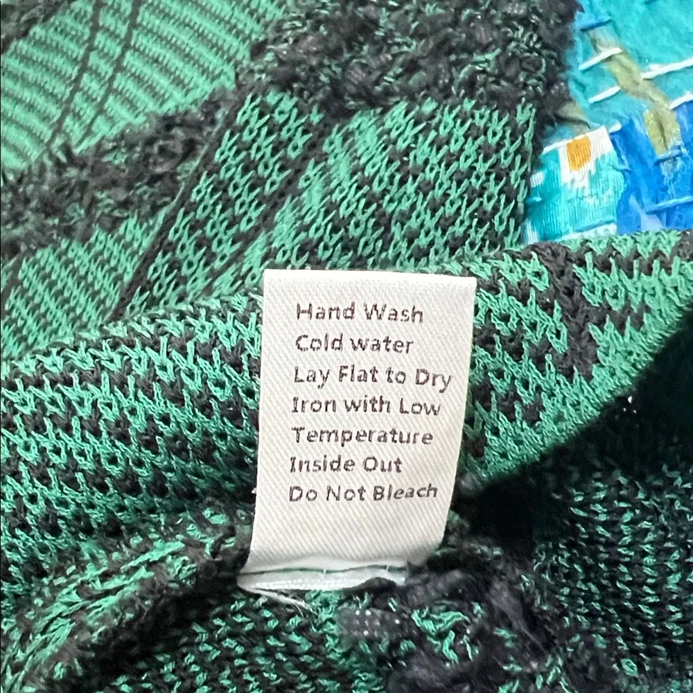 MING WANG Green and Black Plaid Knit Button up Jacket. XL. - Picture 10 of 11